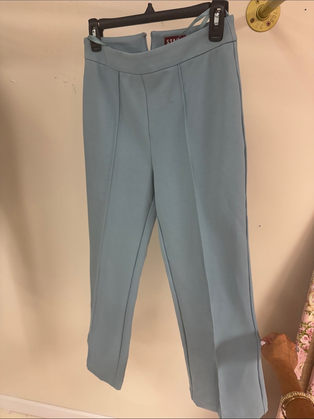 STAUD Light Blue Wide-Leg Tailored Trousers